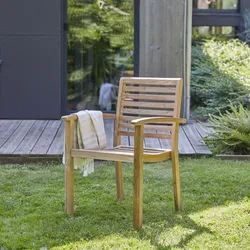 Outdoor Stuhl mit Armlehnen Sessel aus Teak Gartenmöbel