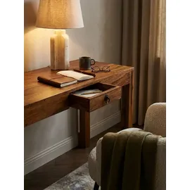 KADIMA DESIGN Schreibtisch 118x40x76 cm Massivholz Computertisch mit Schublade, Homeoffice Bürotisch Massiv Schmal Platzsparend, Holztisch Laptoptisch