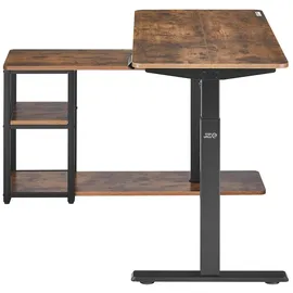 Ergo Office Höhenverstellbarer elektrischer Schreibtisch , max. Höhe 121cm, max. 70 kg, mit Tischplatte, rustikal braun, ER-450 - Braun/Schwarz