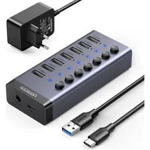 UGREEN USB-C 8 Ports), Dockingstation + USB Hub, Grau