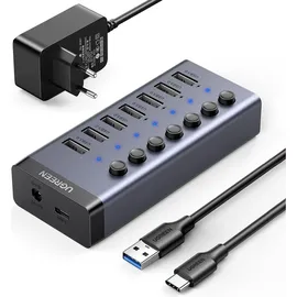 UGREEN USB-C 8 Ports), Dockingstation + USB Hub, Grau
