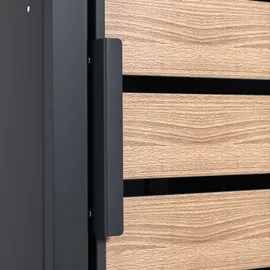 Zelsius Mülltonnenbox mit Pflanzdach, für 1 Mülltonne, Anthrazit RAL 7016, Tür in Holzoptik
