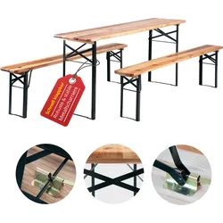 Stagecaptain Hirschgarten Bierzeltgarnitur 2 x Bank und Tisch, Länge 177 cm