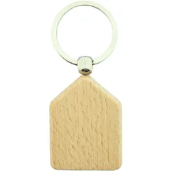 CombiCraft Holz Schlüsselanhänger Haus 45x35 mm - 10 Stück - Ohne Aufdruck