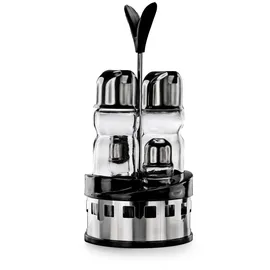 DanDiBo Ambiente Menage-Set Essig und Öl Spender Glas Edelstahl 209 Silber