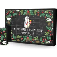 Mr. & Mrs. Panda Befüllbarer Adventskalender Pinguin Pommes - Schwarz - Geschenk, Liebe, für Männer, Heiraten, Geschenk für Partner, Adventskal... - Schwarz