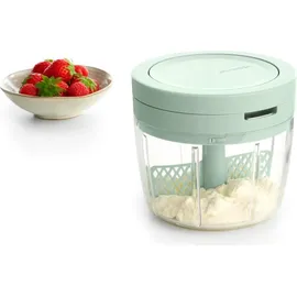 Brabantia TASTY+ Manueller Lebensmittelzerkleinerer | Handbetriebener Minizerkleinerer mit Edelstahlklingen | Zerkleinern und Verquirlen | Kompaktes Küchenwerkzeug | Jade Green