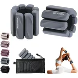 BECOJADDE Gewichtsmanschetten fuß 0.9 KG Je Gewichte für Beine und Arme Set 2 Ankle Weights Handgelenk Gewichte Knöchelgewichte Fussgewichte für Joggen Cardio Aerobic Krafttraining Dunkelgrau