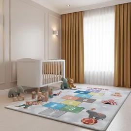 KADIMA DESIGN Spielteppich, Grau, als Hüpfspiel, aus Latex, 100 x 150 cm,