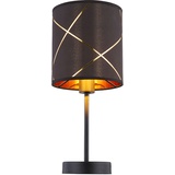 GLOBO Tischleuchte Schreibtischlampe Tischlampe Beistellleuchte Leeleuchte schwarz gold Stofflampe, Metall Acryl, 1x E14 Fassung, DxH 15x35 cm