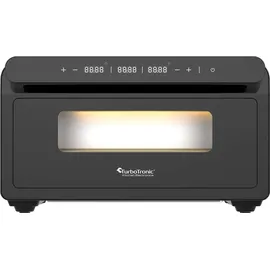 TurboTronic Pizzaofen bis 430 °C perfekte Pizza (30 cm) in 2 Minuten inkl. Pizzastein & Pizzaschieber für Zuhause & Garten Neapolitan Mini Backofen Edelstahl Schnellaufheizen AirFryer Steak Lahmacun