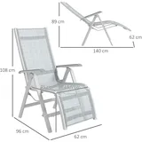 Outsunny - Sonnenliege, Klappbare Gartenliege, Liegestuhl mit Verstellbarer Fußstütze, Rückenlehne, Campingliege für Terrasse, Balkon, Netz,