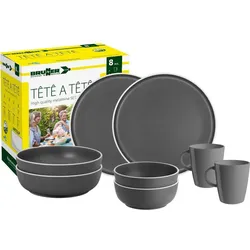 BRUNNER Dolomit Tete-a-Tete Geschirrset grau 8-tlg