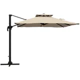 Outsunny Sonnenschirm Braun, Metall, 294x294 cm, Sonnen- - Sichtschutz, Sonnenschirme