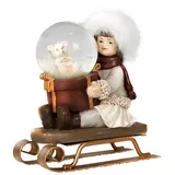 Hti-Living Schlittenmädchen mit Schneekugel Dekofigur Weihnachtsdekoration HTI-Living