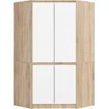 Akord - Kleiderschrank Sonoma Eiche 100 Cm 4 Türen Front Weiß 6 Regalböden B100xh180xt50 Cm