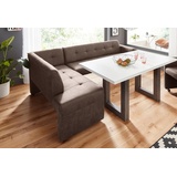 exxpo - sofa fashion Barista 197 x 82 x 265 cm Luxus-Microfaser langer Schenkel rechts braun
