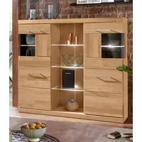 Home Affaire Highboard »Ribe,120cm breit,112cm hoch, Fronten Massivholz,12 Fächer«,