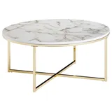 Wohnling Couchtisch Marmor weiß 80 x 36 x 80 cm