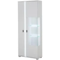 Furn.design Vitrine weiß matt Vitrinenschrank inklusive Frontbeleuchtung 80 x