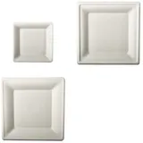 Papstar 82451 Einweggeschirr Teller Zuckerrohr eckig, 26 cm x 26 cm weiss