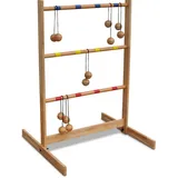 Leitergolf Wurfspiel aus Gummibaumholz 88,5x60x57 cm, 6 Bälle rot/blau, klappbar - BEX - inkl. dänischer Spielregeln, Outdoor