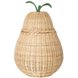 Ferm Living Aufbewahrungskorb Pear geflochten aus Rattan 35 x 35 x 40 cm grün