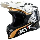 KYT Skyhawk Jarvis Signature Edition Motocross Helm, schwarz-weiss-gold, Größe M für Männer