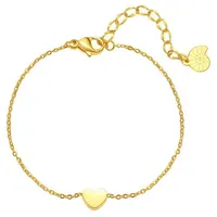 Hey Happiness Charm-Armband Herz Anhänger klein goldfarben Edelstahl Größe onesize
