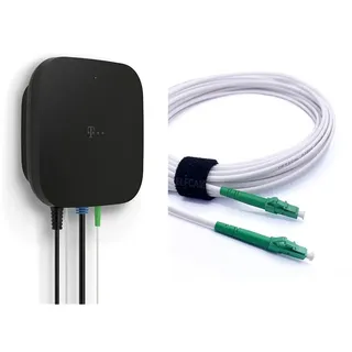 Telekom Glasfaser Modem 2 & Elfcam® - LWL Glasfaser-Kabel Simplex LC/APC 8° zu LC/APC 8° Stecker, 9/125μm OS2 Patchkabel LSZH, FTTH Lichtwellenleiter, Weiß (10M)