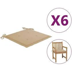 vidaXL Gartenstuhl-Kissen 6 Stk. Beige 50x50x3 cm Oxford-Gewebe