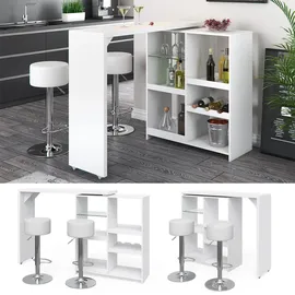 Vicco Bartisch-Set Weiß, 138 x 39 cm mit 2 Barhockern