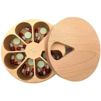 Jorzer Pillendose Rund Reise Pillendose Medikamenten Organizer 7 Tage Pillen Organizer Aus Holz WöChentlicher Pillenspender Tabletten Box Mit Deckel KüChengewüRzbehäLter