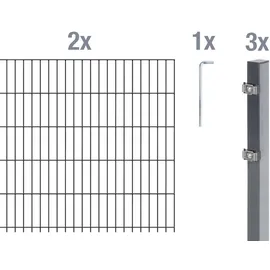 GAH Alberts Alberts Doppelstabmatten-Grundset 4 m 200 x 140 cm 6/5/6 anthrazit