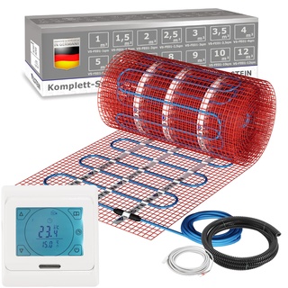 VILSTEIN Elektrische Fußbodenheizung für Fliesen Laminat und mehr I Komplett-Set I TWIN Technologie Heizsystem I Fußboden Heizmatte 150W/m2 I 20.0x0.5m - 10 qm