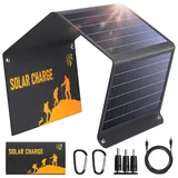 30W Solarpanel Faltbares, WASTDE Tragbar Solarladegerät ETFE mit DC30V, QC3.0 USB-A/USB-C Anschlüssen, IP65 Wasserdicht für Camping Wandern Outdoor für Handys Akkus Tablets