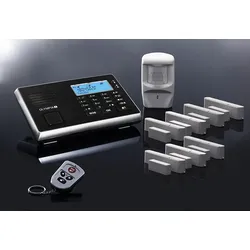 OLYMPIA Protect 9061 Sicherheit Plus Alarmanlagen GSM Funk Set mit 1 Bewegungsmelder, 7 Tür Fenster/Kontakten und Fernbedienung