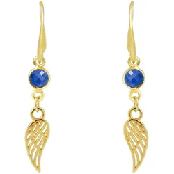 Gemshine Ohrringe 'WINGS - Schutzengel Saphir' gold coloured Hellbraun Damen 