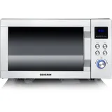 Severin 3-in-1 Mikrowelle mit Glasboden, Grill und Heißluftfunktion, Mikrowelle mit großer Nutzfläche für eckiges Geschirr, Schwarz/Edelstahl, MW 7777