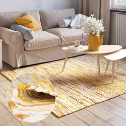 Teppich "Ameer", gelb (gelb mix), B:140cm H:10mm L:200cm, Baumwolle, Polyester, MYFLAIR MÖBEL & ACCESSOIRES, Teppiche, Handweb Teppich, 90% Baumwolle, handgewebt, Scandi