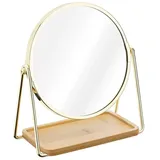 Navaris Kosmetikspiegel Schminkspiegel mit Schmuckablage - Spiegel doppelseitig mit Vergrößerung 360° Standspiegel für Kosmetik Schminke Make Up