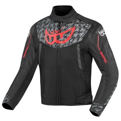 Berik Camo Street wasserdichte Motorrad Textiljacke, schwarz-rot, Größe 56 für Männer