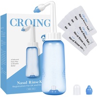 CROING Nasenspülung -80 x Salz +1 x Nasendusche Flasche (300 ml)- Neti Pot, Nasenspülung, Nasenreinigung, Nase Spülen Erwachsene, Nasenspülkanne