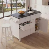 MCW Kücheninsel 90 x 131 x 47 cm weiß/Marmor-Optik schwarz