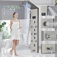 Gebürsteter Nickel Duschpaneel Duschsäule Regendusche Set Duschsystem Massage DE