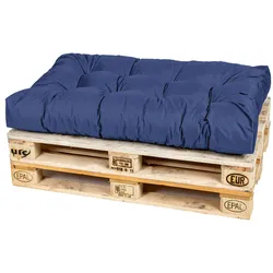 TexDeko Garden Palettenkissen 120x80x18cm wasserabweisend In- & Outdoor Sitzkissen gesteppt Sitzauflage für Europaletten  (Blau)