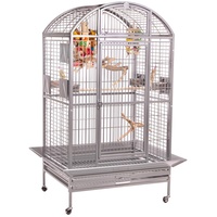Montana Cages | Vogelvoliere Papageienkäfig Hacienda Dome, für kleine- & mittelgroße Papageien, inkl. Anflugklappe, 4 Lenkrollen, 4 Edelstahlnäpfe, Platinum Edition, ca. 91 x 71 x 165 cm