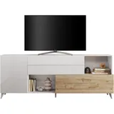 INOSIGN Sideboard »Monaco Breite 241 cm, Anrichte mit 1 Tür, 1 Klappe u. 2 Schubkästen«, Kommode, Soft/Self Closing, weiß