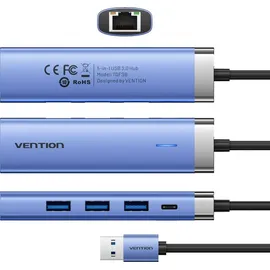 Vention USB Hub TGFSB, 3xUSB 3.0/RJ45/USB-C PD Aluminiumlegierung 5Gbps