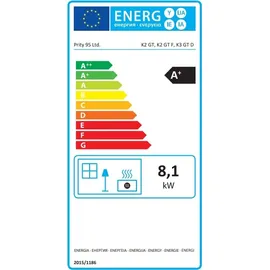 Prity EEK A+ Kaminofen mit Backfach K2 GT F bordeaux – 8,1kW